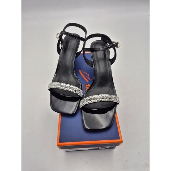 Trakxy Women's Rhinestone Open Toe Kitten Heel Transparent Sandals Size 40 Black - Picture 3 of 9